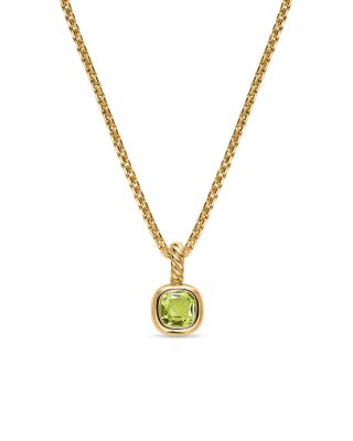 Mini Cushion Cut Amulet in 18K Yellow Gold with Peridot, 7.6mm