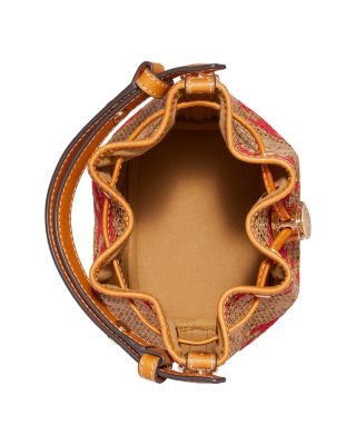 Romy T Monogram Straw Crossbody Bag