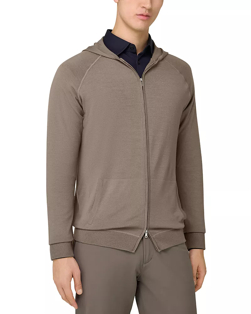 Boggi Milano Superfine Full Zip Knit Hoodie