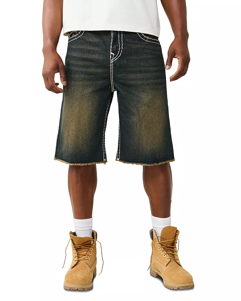True Religion Vinny Super T Flap Jean Shorts in Rusted Denim