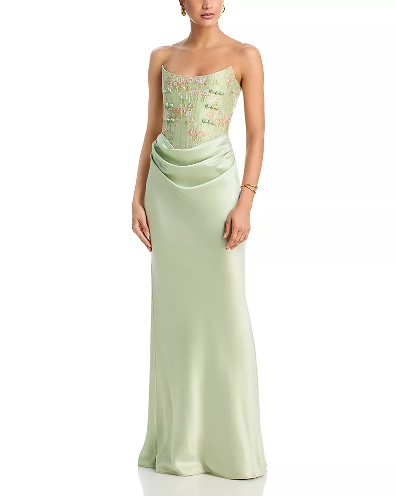 Sau Lee Frances Embroidered Corset Gown