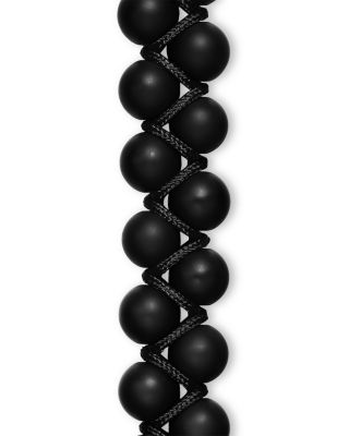Men's Spiritual Beads Two Row Woven Bracelet Collection with Black Onyx, Black Nylon and Sterling Silver, 8mm