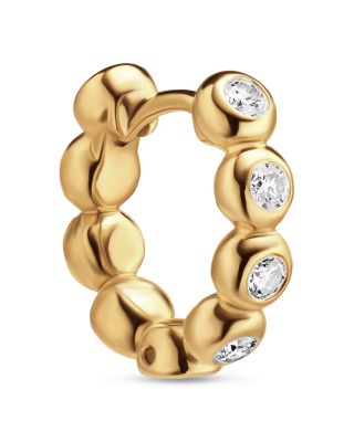 Bezel Set Hoop Earrings in 18K Yellow Gold with Diamonds, 13.4mm