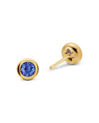 Bezel Set Stud Earrings in 18K Yellow Gold, 6.6mm