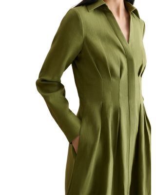 Chrissy Linen Pleated Waist Dress