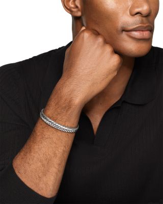 Men's Chevron Flex Bracelet in Sterling Silver, 10mm