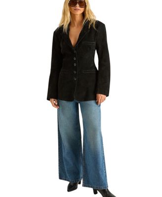 Real Suede Cinched Waist Blazer