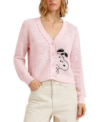  Women's Cotton Snoopy Crochet Peekabo Cardigan