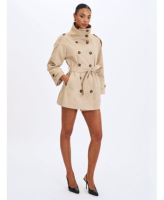  Vanetta High Collar Double-Breasted Trench Mini Coat