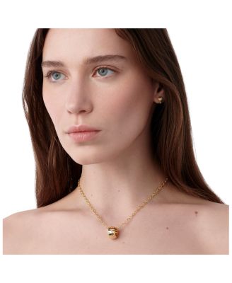 18K Yellow Gold CL White Diamond Scatter Rondelle Pendant Necklace, 16"