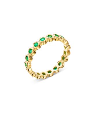 18K Yellow Gold CL Color Emerald Bezel Eternity Band
