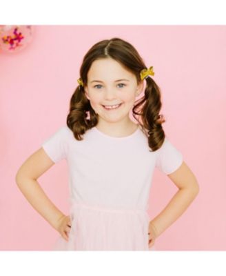 Girls' Gold Sparkle Bow Clip Set - Little Kid, Big Kid