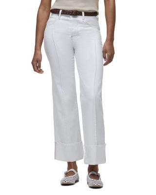 Rosie Pintucked Cuffed Wide Leg Jeans in White