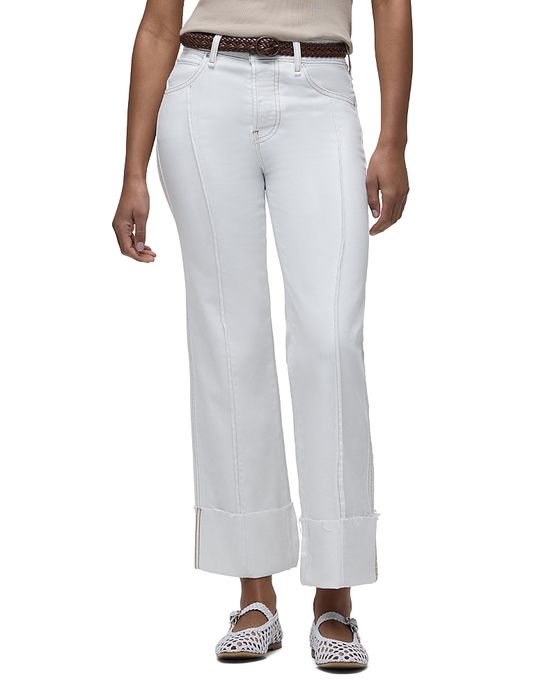 Hudson Rosie Pintucked Cuffed Wide Leg Jeans in White