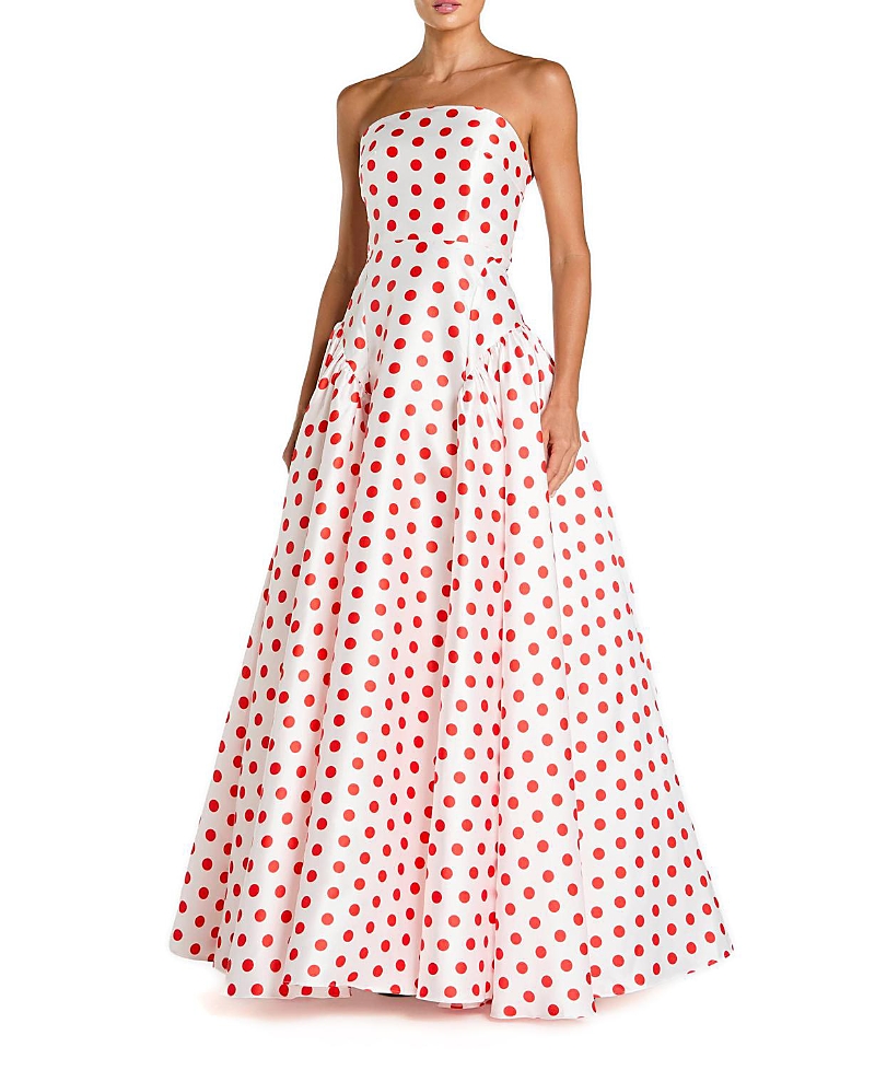 Mac Duggal Strapless Polka Dot Mikado Ballgown