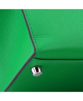 Kelly 32 Handbag Green Epsom with Palladium Hardware