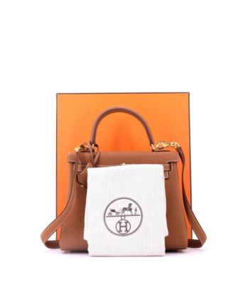 Kelly 25 Handbag Brown Togo with Gold Hardware