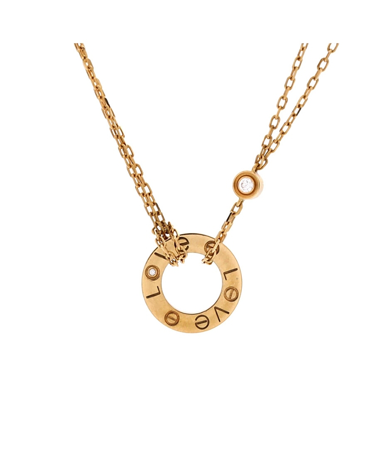 Pre-Owned Cartier 2 Diamonds Love Pendant Necklace 18K Gold and Diamonds, 16.25"
