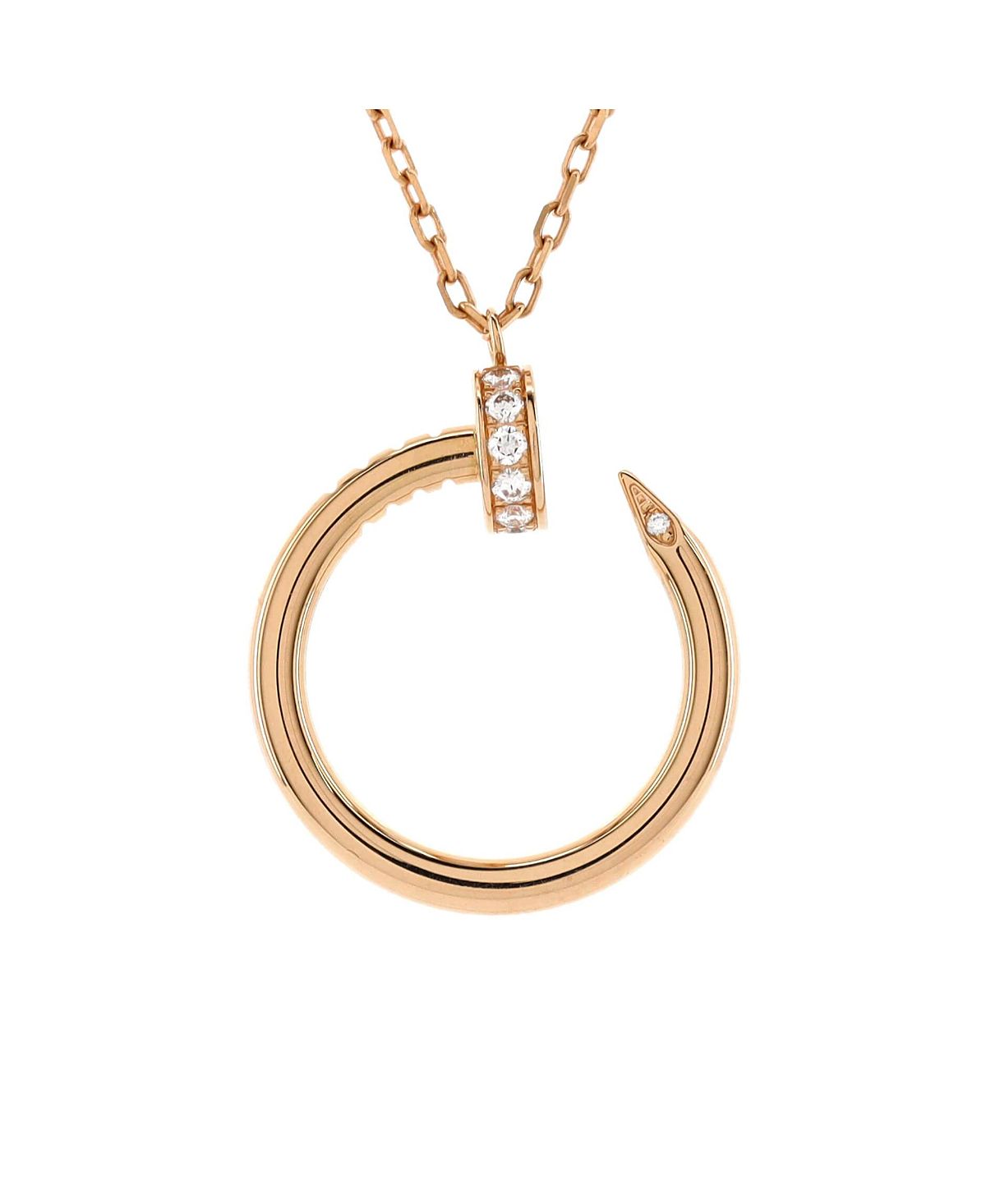 Pre-Owned Cartier Juste un Clou Pendant Necklace 18K Rose Gold with Diamonds, 15.75