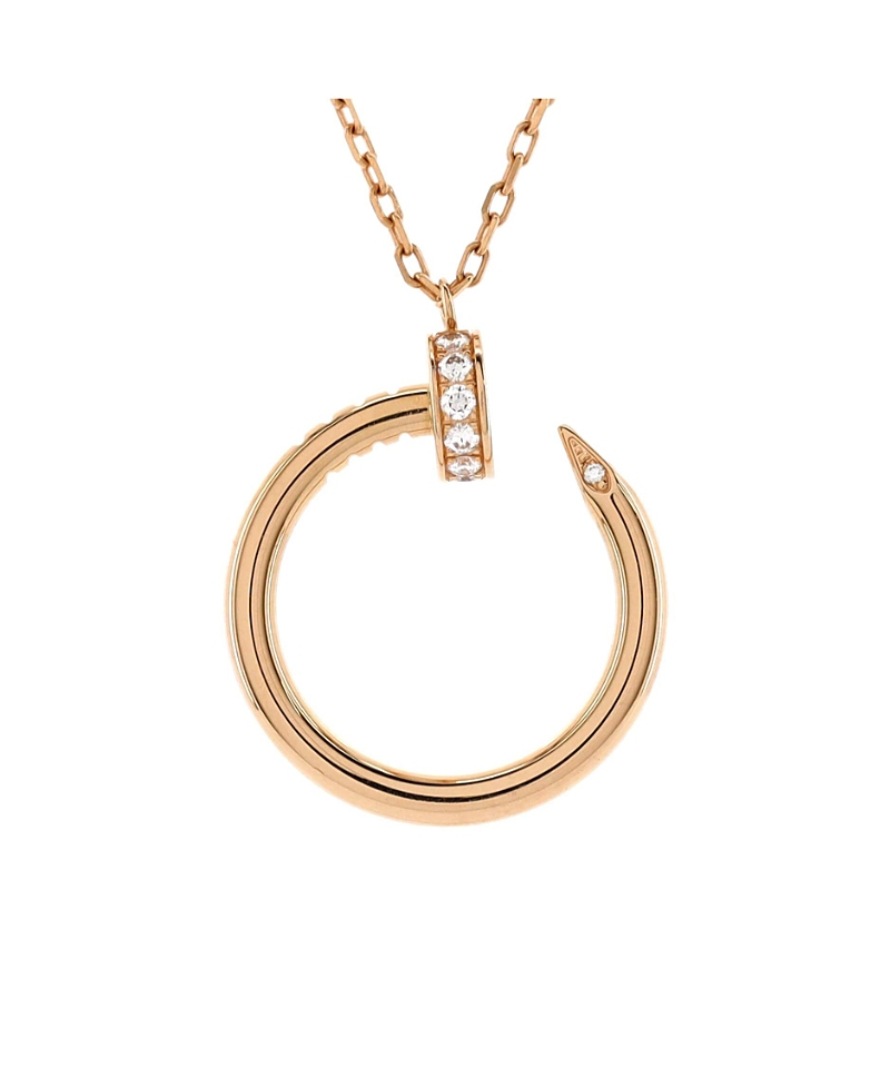 Pre-Owned Cartier Juste un Clou Pendant Necklace 18K Rose Gold with Diamonds, 15.75"