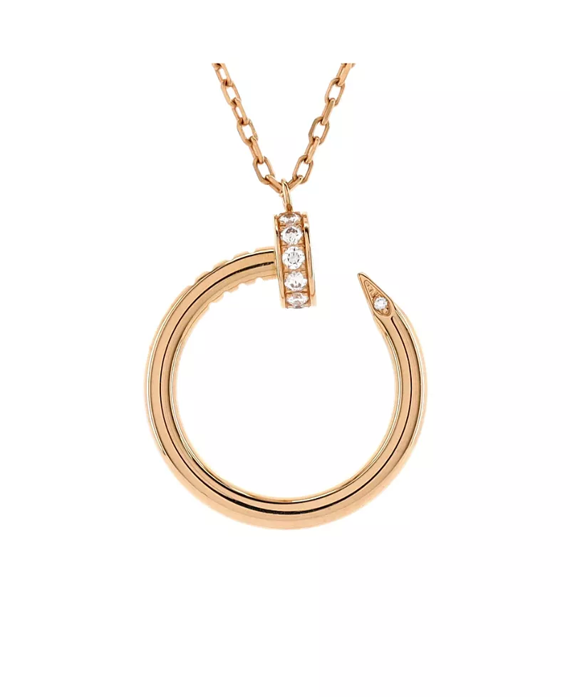 Pre-Owned Cartier Juste un Clou Pendant Necklace 18K Rose Gold with Diamonds, 15.75"