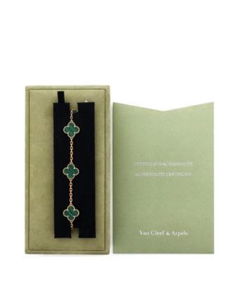  Vintage Alhambra 5 Motifs Bracelet 18K Gold and Malachite