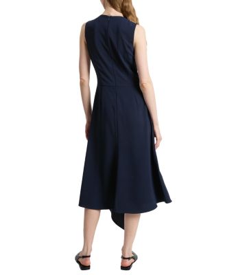  Kylie Sleeveless Asymmetric Midi Crepe Dress