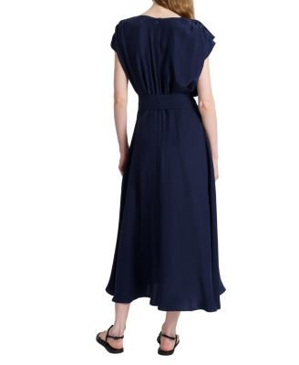  Mandy Ruffled Faux Wrap Silk Midi Dress