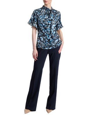  Athena Floral Blouse with Short Flutter Sleeves