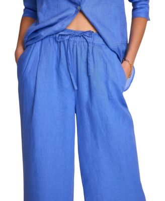 Women's Linen Drawstring Wide Leg Trousers