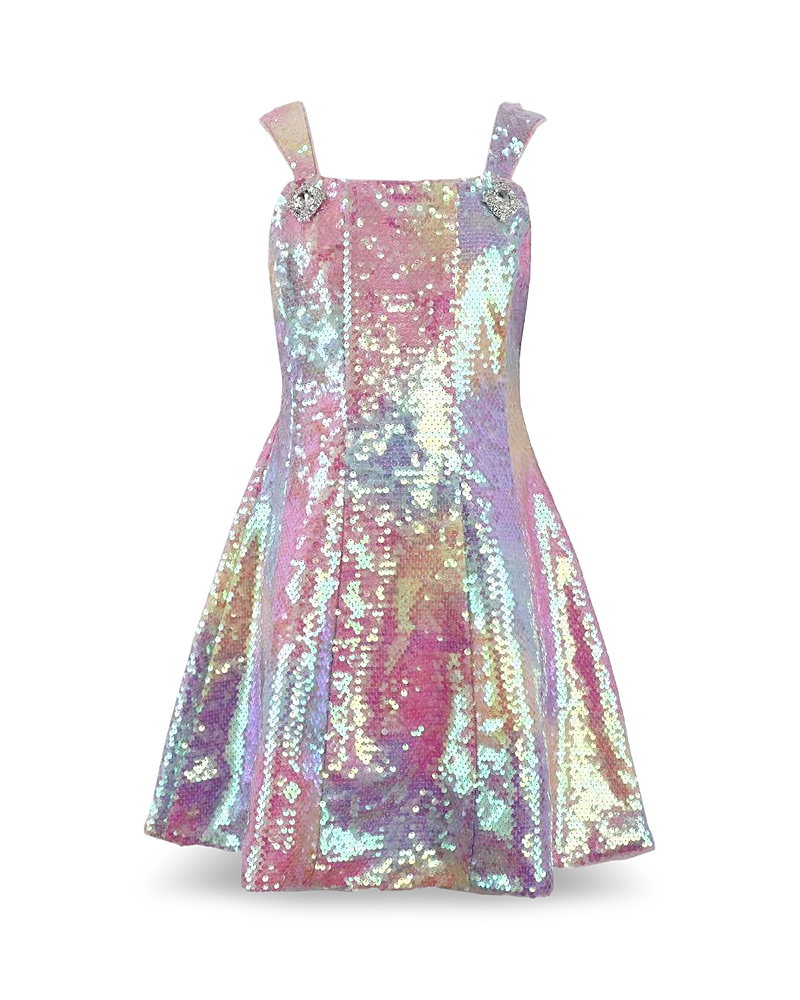Lola + The Boys Girls' Ombre Sequin Bows Dress - Little Kid, Big Kid