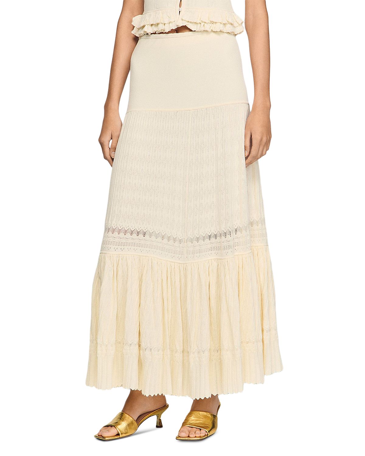 Sandro Aria Long Knit Skirt