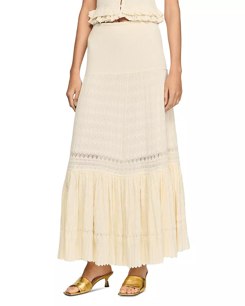 Sandro Aria Long Knit Skirt