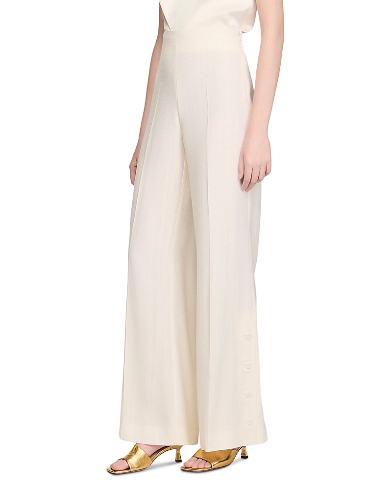 Sandro Tobias Buttoned Slit Straight Leg Trousers