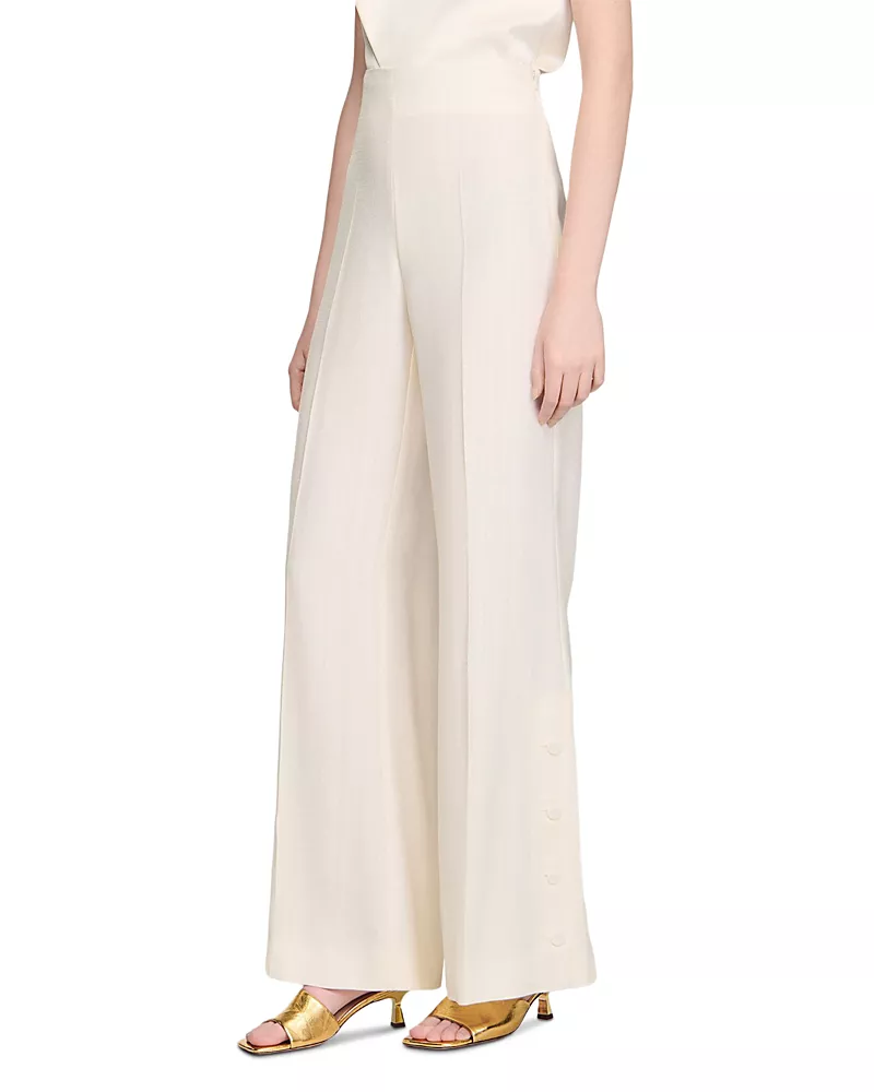 Sandro Tobias Buttoned Slit Straight Leg Trousers