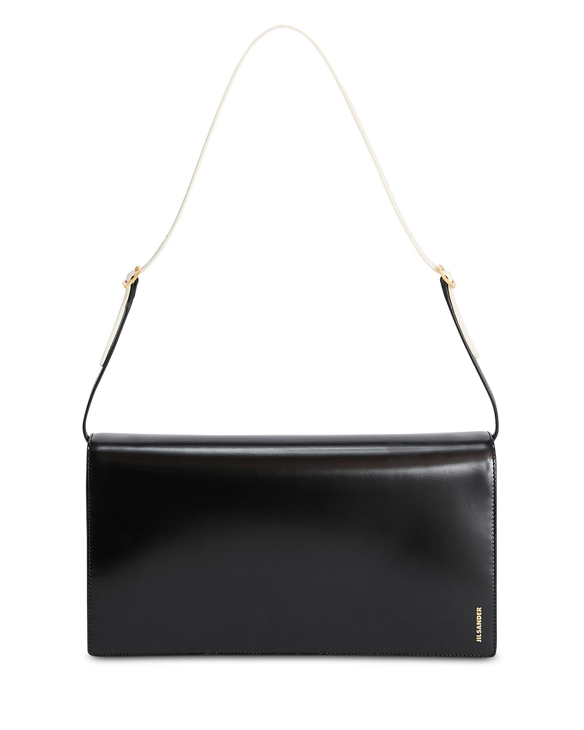 Jil Sander File Medium Black Leather Shoulder Bag
