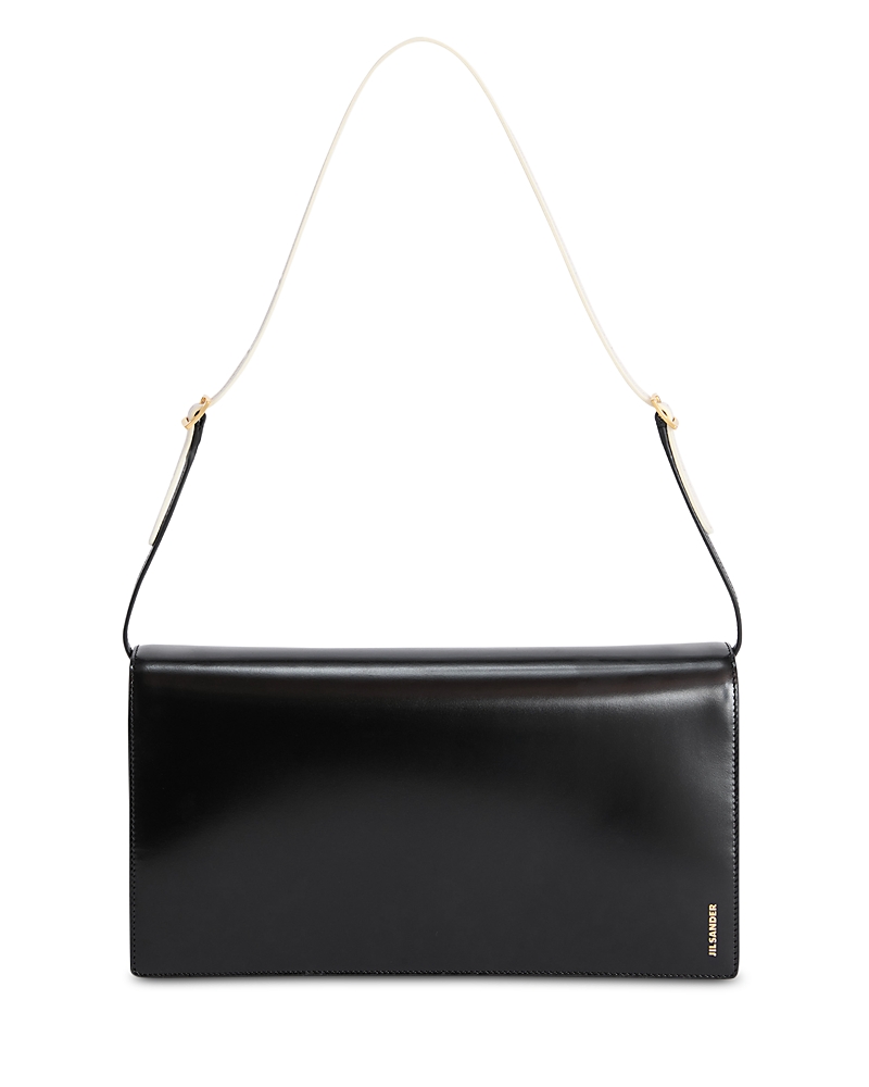 Jil Sander File Medium Black Leather Shoulder Bag