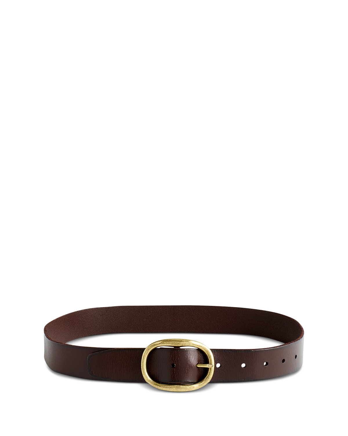 Oval Buckle Distressed Leather Belt