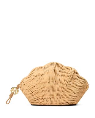 Shelly Small Rattan Shell Clutch 