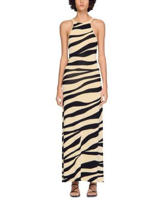 Zebra Print Knit Maxi Dress