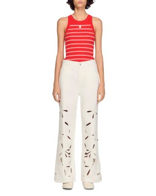 Flo High Rise Wide Leg Embroidered Pants
