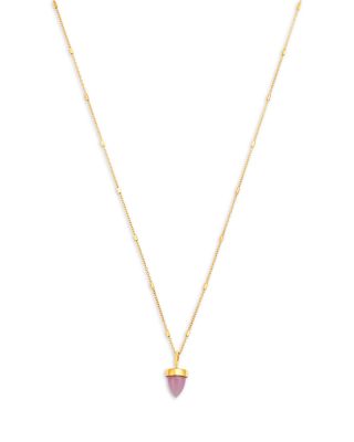 14K Yellow Gold New Stone Age Pink Opal Bullet Pendant Necklace, 18"