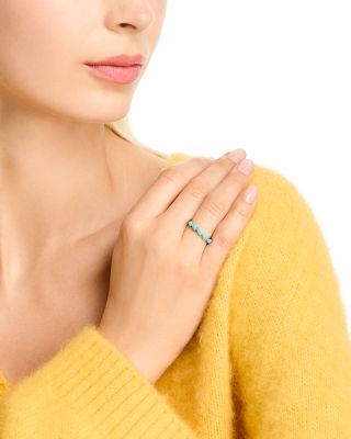 14K Yellow Gold Turquoise Gemstones Five Stone Band