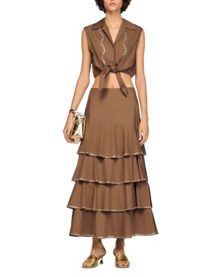 Rhinestone Cropped Shirt