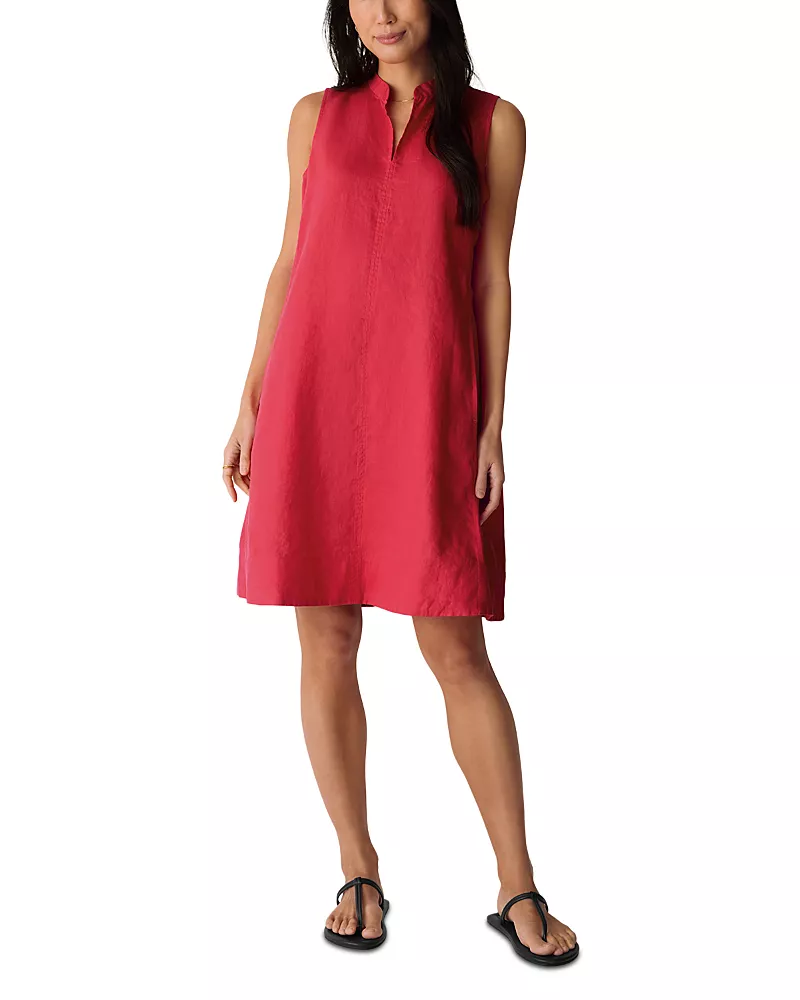 Eileen Fisher Split V Neck Linen Dress