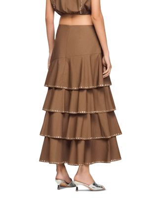 Telia Long Ruffled Rhinestone Skirt