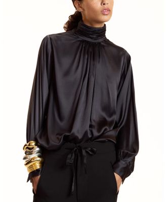 High Neck Silk Blouse