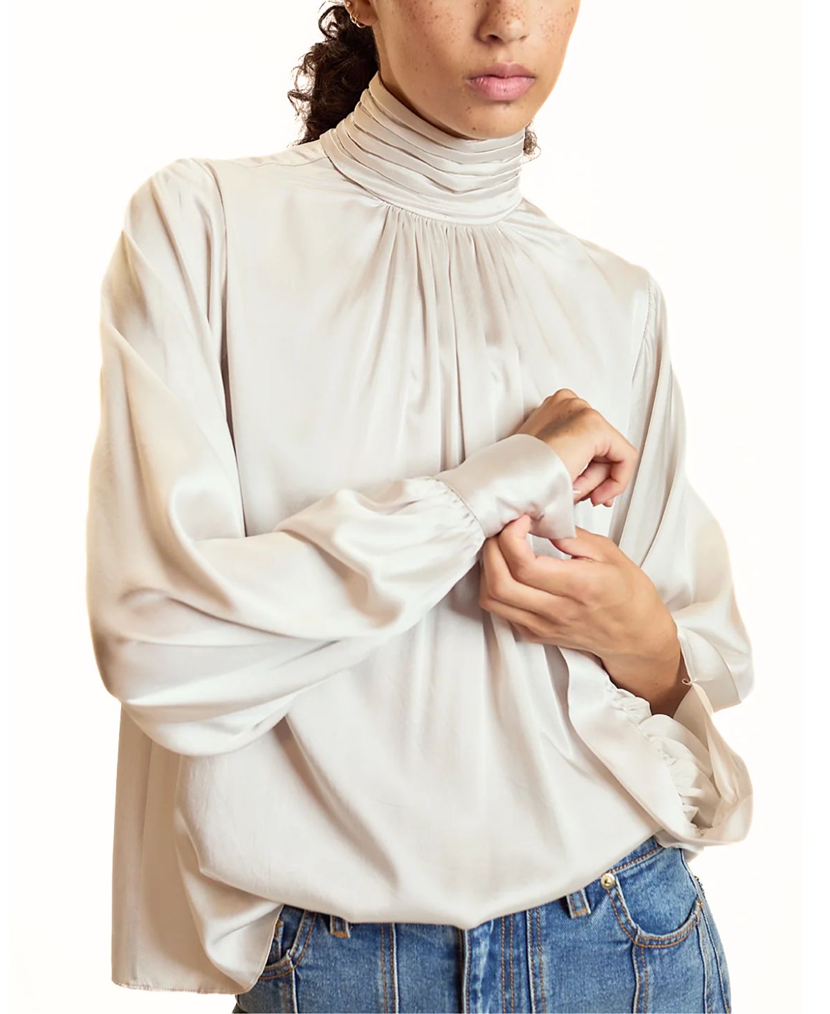 Cynthia Rowley High Neck Silk Blouse