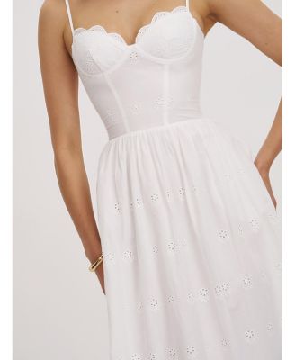  Oberon Cotton Eyelet Lace-Up Back Maxi Dress