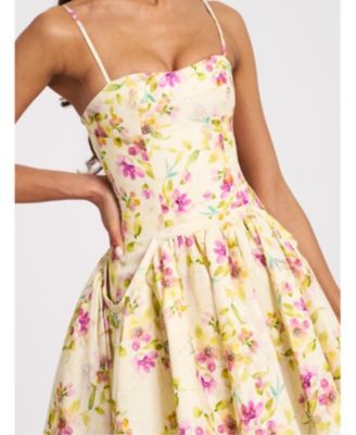  Valda Print Linen Mini Dress with Pockets